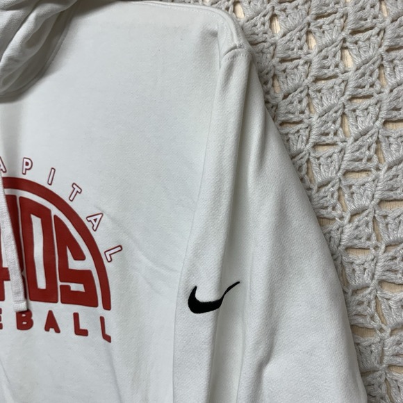 Nike Hoodie Sweatshirt Women Sz M White Air Capiital Aeros Baseball Dri1499-100 - Picture 8 of 12